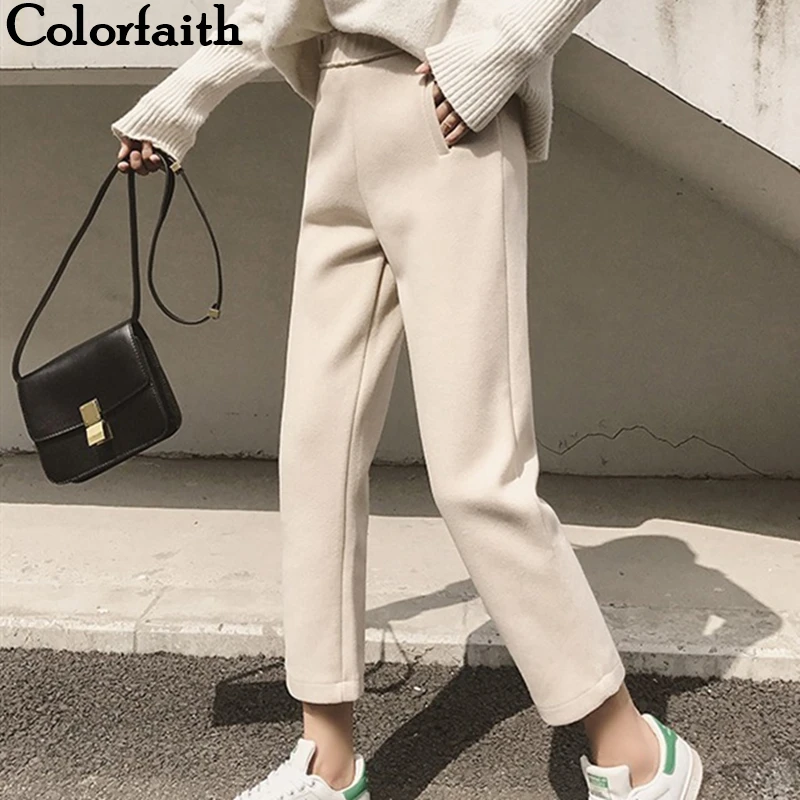 Colorfaith Новинка 2019 осень зима женские узкие брюки шорты с завышенной талией и