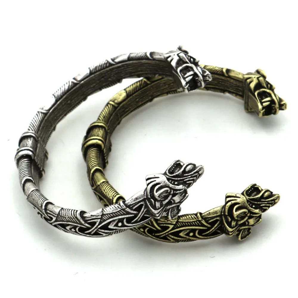 

Viking Bracelet For Men and Women Talisman Jewelry and Male CUFF Bangle Animal Wolf Head