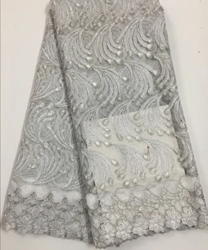 Желтые французские нигерийские кружева ткани высокого качества тюль