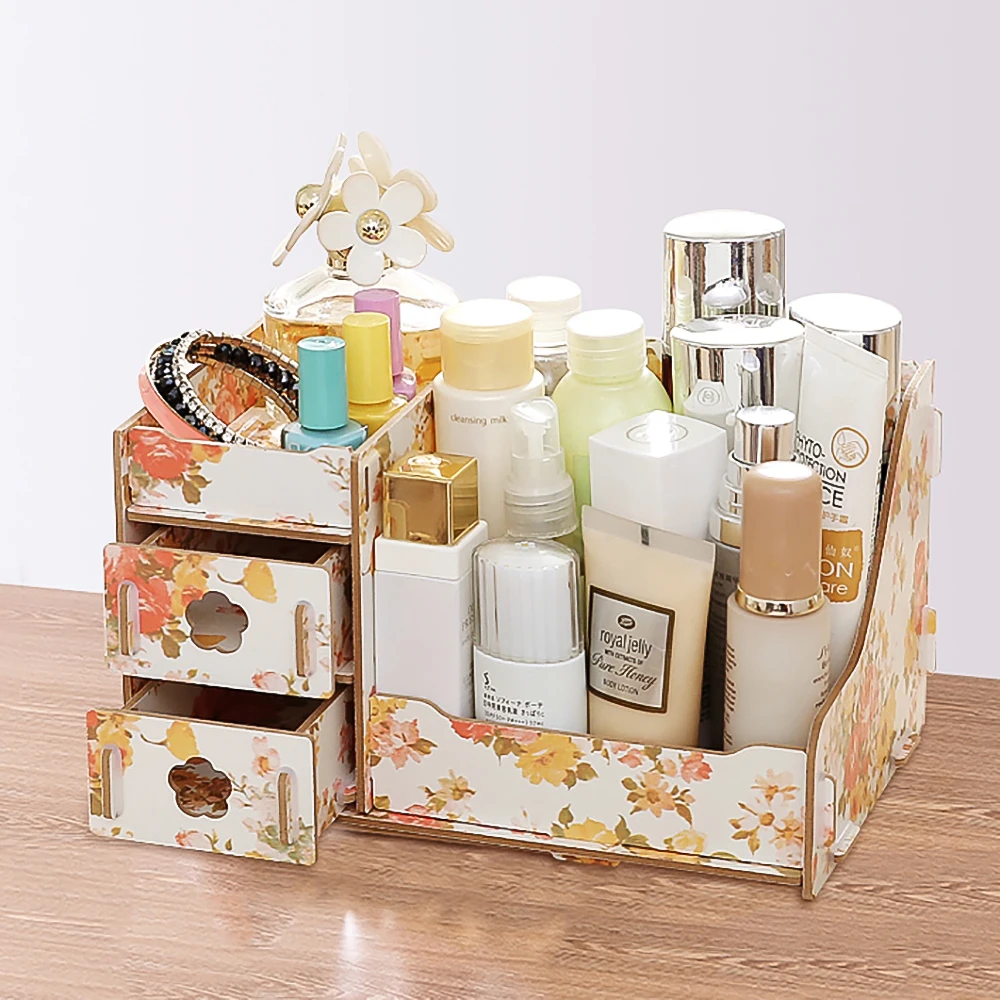 Европейский стиль деревянный органайзер для косметики DIY косметический ящик