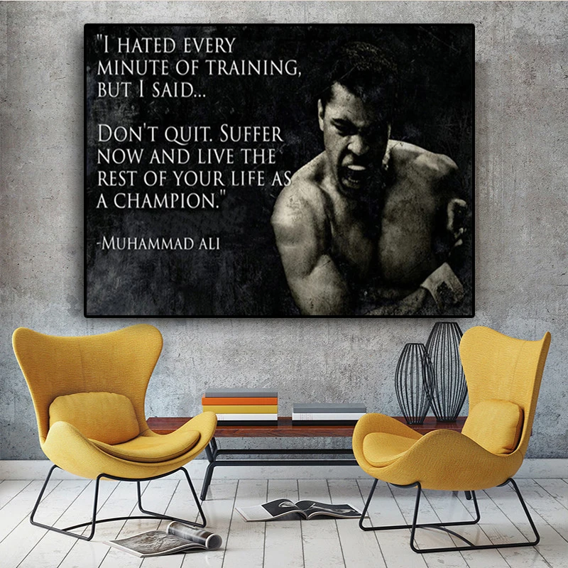 

Poster Muhammad Ali Motivational Quote Wall Art Canvas Painting Nordic Inspirational Sport Picture For Living Room Decoration