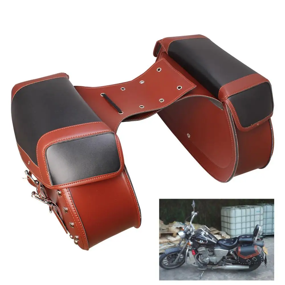 Мотоциклетные сумки-седло для Кафе Racer черная коричневая Боковая Сумка из