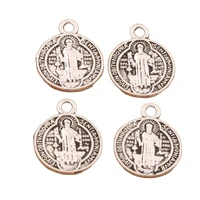 saint benedict medal cross spacer beads pendants 60pcs zinc alloy handmade jewelry diy l1691 14 7x11 7mm