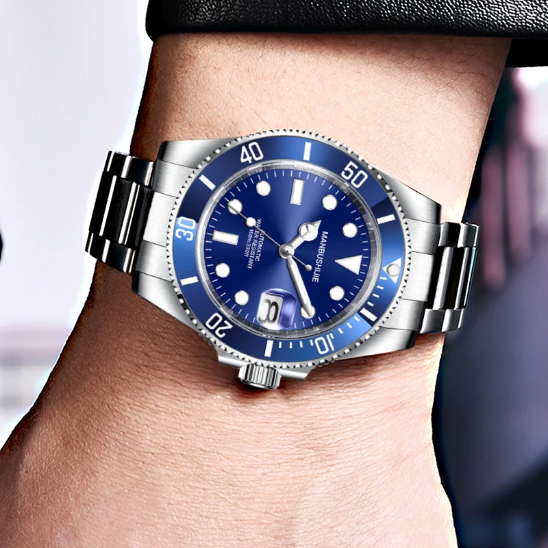 Роскошные Механические часы NH35 мужские для плавания водонепроницаемые дайвинга