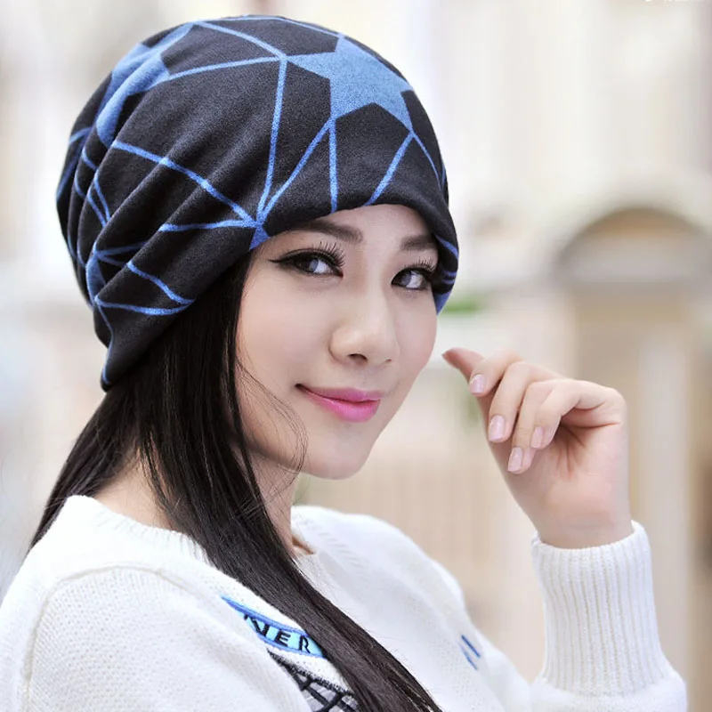 Модная хлопковая шапка с принтом в виде звезд и хвоста шарф двойного назначения