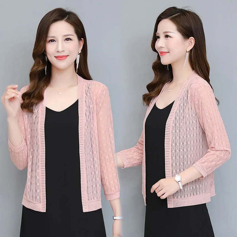 

New 2022 Lace shawl Short Sun Outerwear Women Tops Clothing Middle-Aged Summer Sun protection clothing Female Coat Cardigan