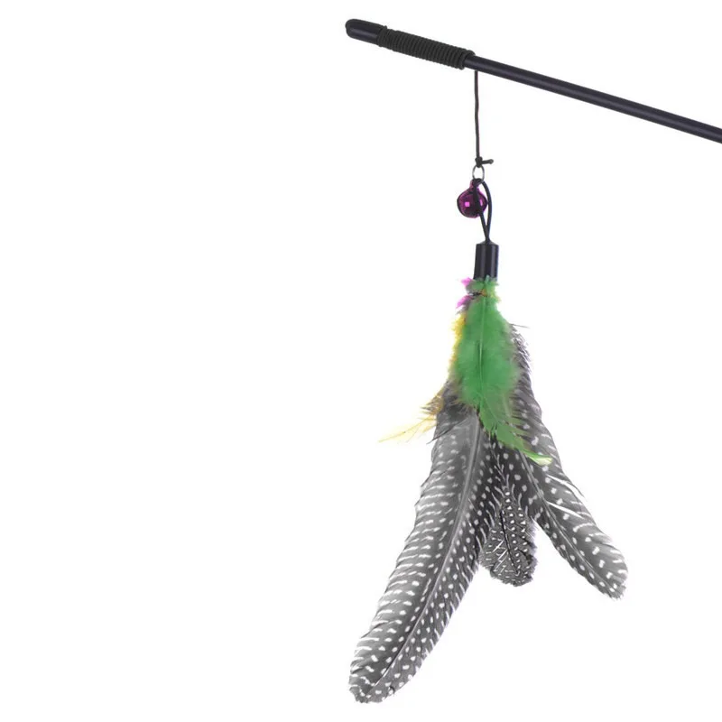 

1Pc Cat Interactive Toy Stick Feather Wand With Small Bell Mouse Cage Toys Plastic Artificial Colorful Cat Teaser Toy Supplies