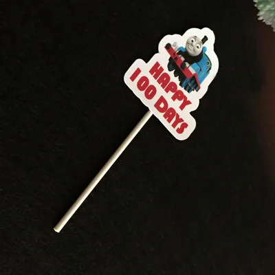 HAPPY 100DAYS 8pcs Томас все для праздника столовые приборы вставка для торта тема вечерние принадлежности украшение на детский день рождения одноразовая Праздничная посуда - Цвет: HAPPY 100DAYS 8pcs