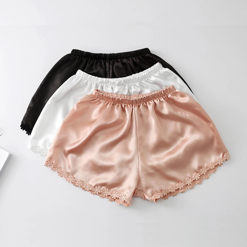 Женские Сатиновые шорты Летние повседневные с рюшами и эластичной резинкой на