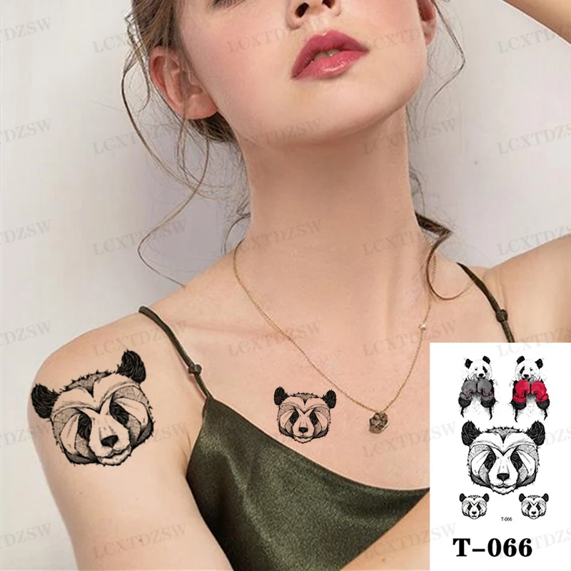 Temporary Waterproof Tattoos Stickers Panda Tattoo Body Art Arm Fashion Flower Fake Tattoos Decal Back Tattoo For Women Men