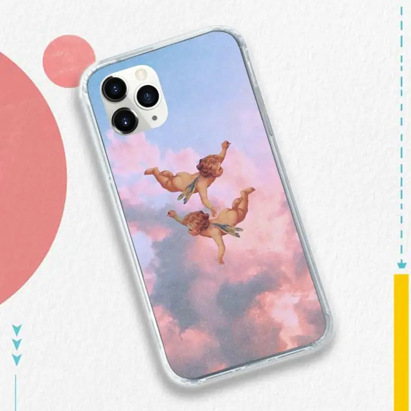 

Renaissance angels art retro fundas Phone Case for iPhone 11 12 pro XS MAX 8 7 6 6S Plus X 5S SE 2020 XR