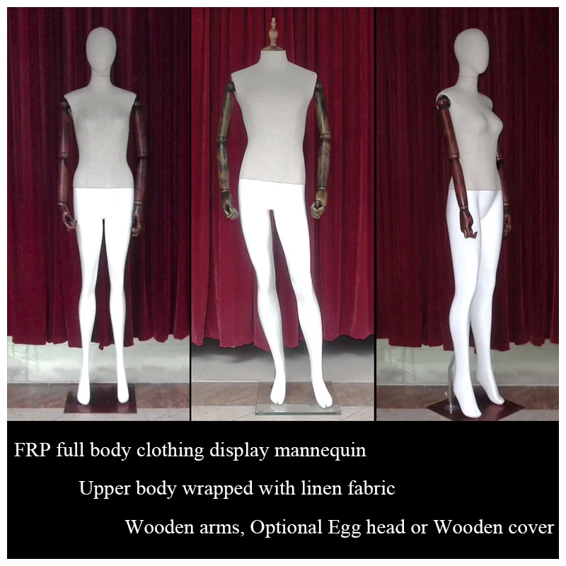 С деревянной ручкой ткань тела одежды шоу льняной манекен FRP материал для