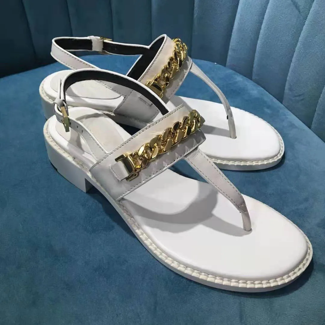 

Vallu 2021 summer new leather all-match fashion chain casual low-heeled large size 35-42 size sandals