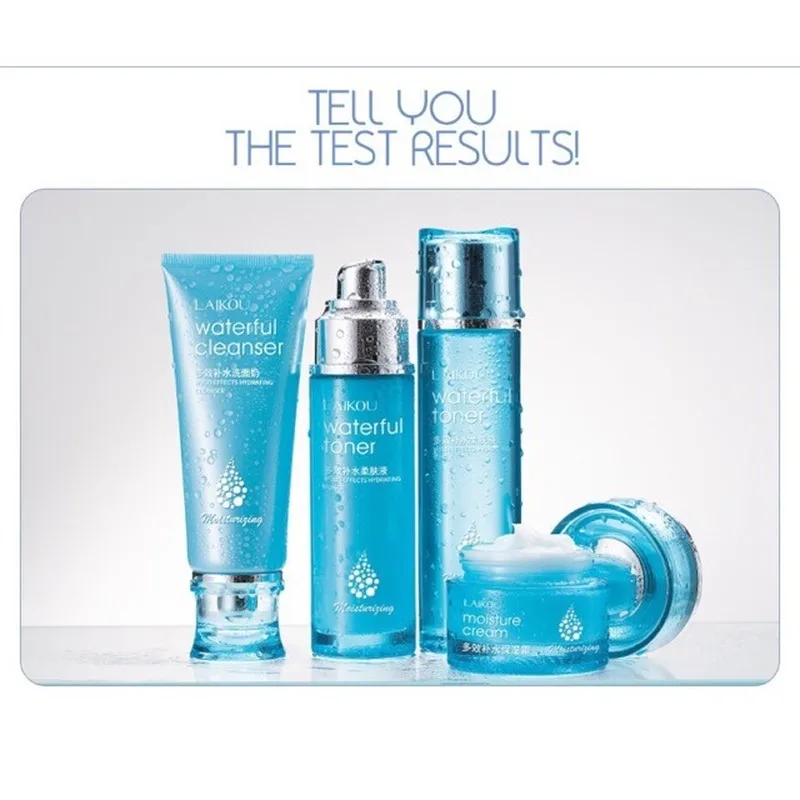 4pcs/Lot Hyaluronic Acid Moisturizing Skin Care Set Face Cleanser+Toner+Emulsion+cream Korean Cosmetics for Dry Skin Hydrating