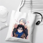 Kawaii сумка для покупок Yuri On Ice BL Yaoi Сумка-тоут Аниме Манга искусственная кожа сумки через плечо женская элегантная Холщовая Сумка