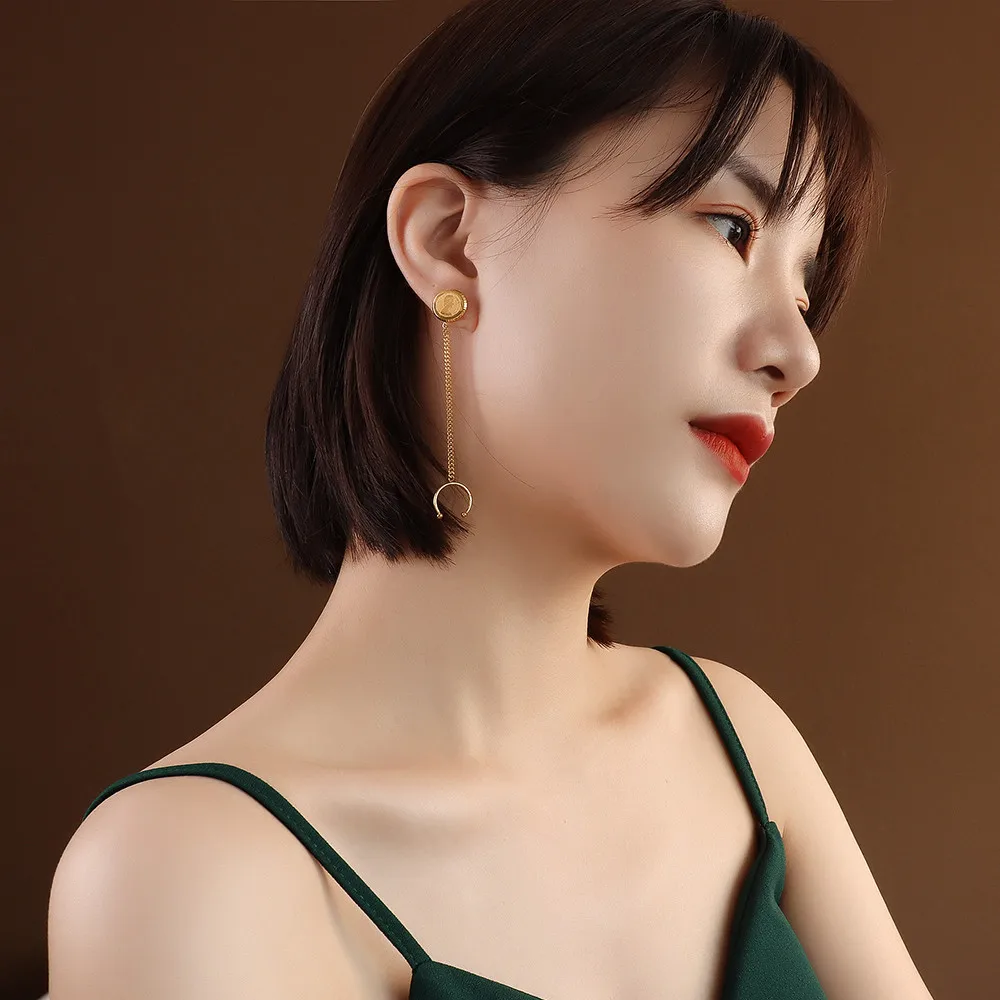 Женские серьги-кисточки с Луной из нержавеющей стали