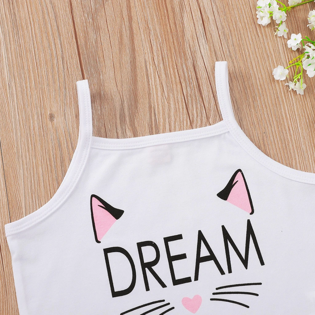 

Toddler Baby Girls Two Piece Summer lovely Set Kids strap Animal Cartoon Print Sleeveless Tops Elastic Waist Shorts for Children