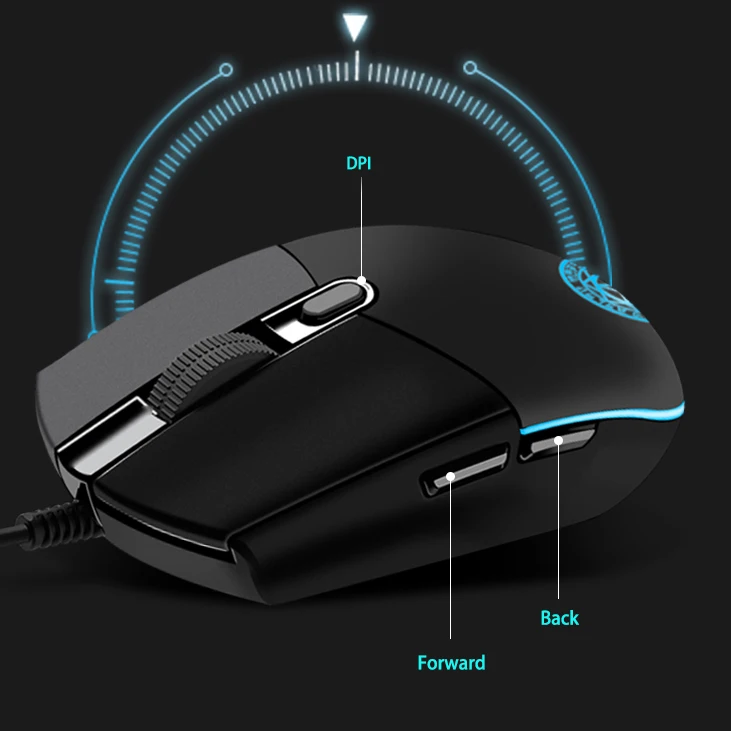 USB Проводная оптическая мышь 3200DPI с 5 кнопками и подсветкой светодиодный