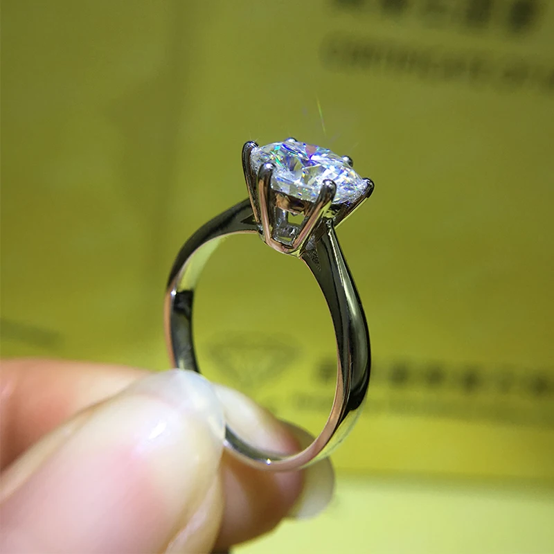 Стерлинговое Серебро 925 пробы 1ct 2ct 3ct классическое кольцо с круглой огранкой ювелирные изделия с бриллиантами Муассанит кольцо обручальное юбилейное кольцо