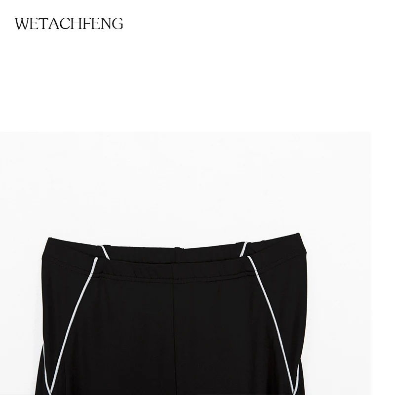 

2020 Reflective Striped Black Stacked Sweatpants Women's Baggy High Waist Trousers Summer Sexy Joggers Fitness Pants Clothing