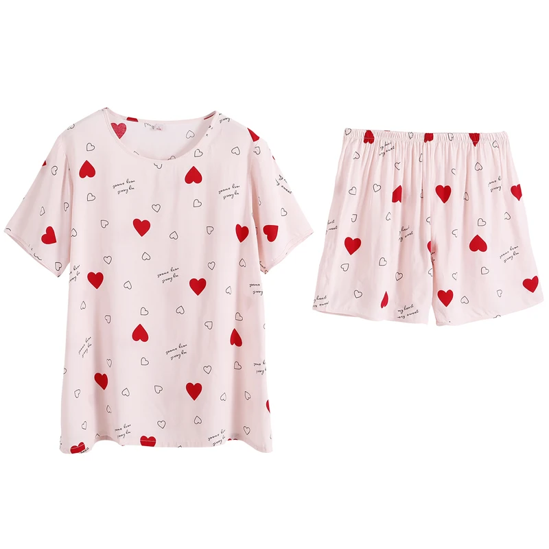 

Poppin Pajamas Women's Summer Short-Sleeved Thin Faux Silk Home Wear Japanese Style Fresh Outerwear Artificial Cotton Suit