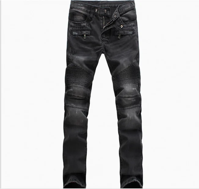 

Jeans men's light pleated slim fit scooter pants men's pants
