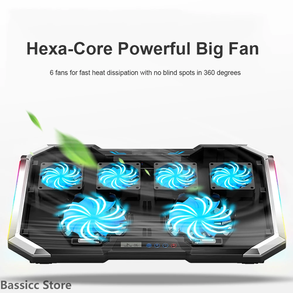 

Laptop Cooler Laptop Cooling Pad Holder Gaming Cooler With Six Fan and 2 USB Ports for 11-17inch Laptop Stand Notebook Support