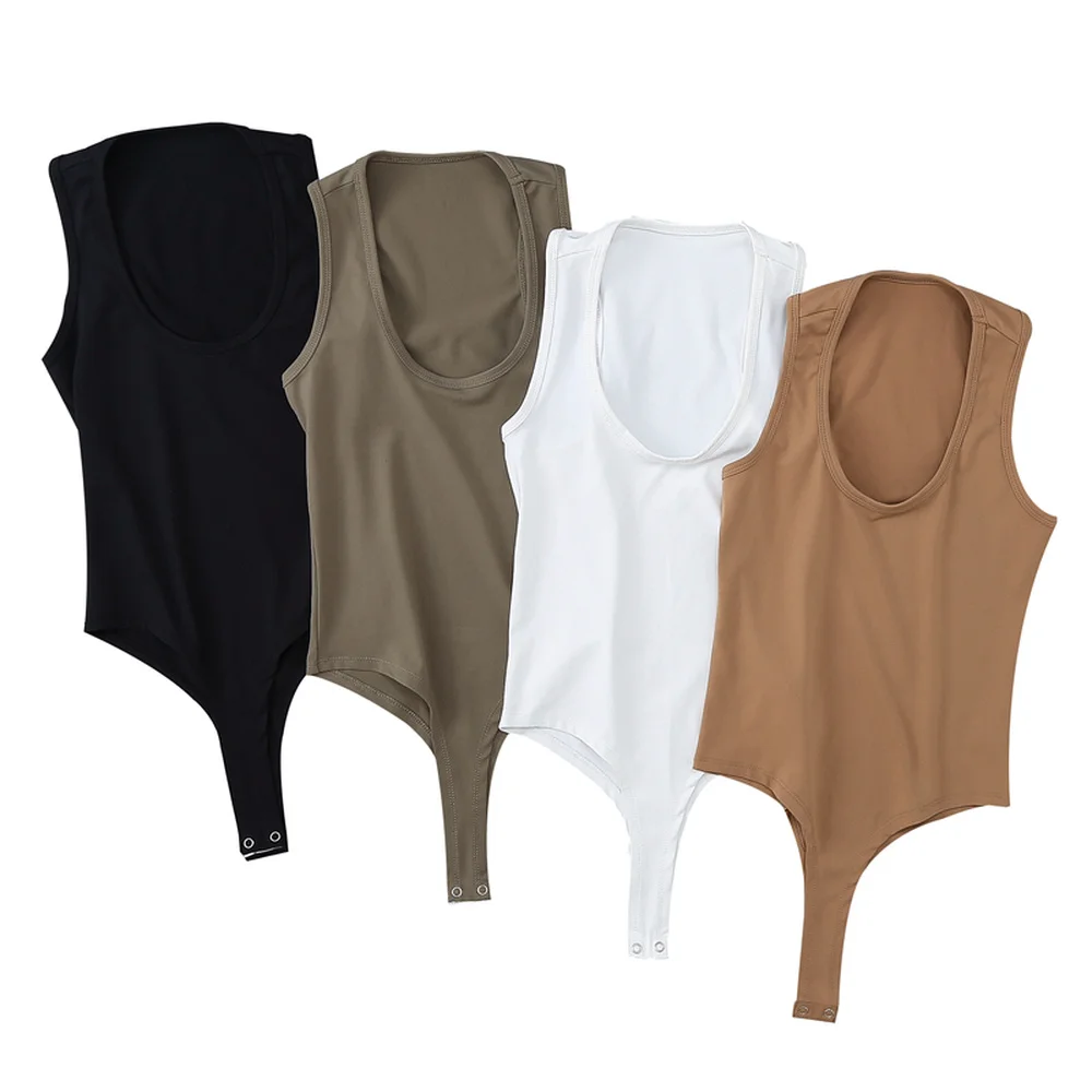 

2020 Summer Sexy Women Tank Bodysuit Bodycon Autumn U Neck Sleeveless Vest Jumpsuit Casual Beach Romper Jumper Body Suits Female
