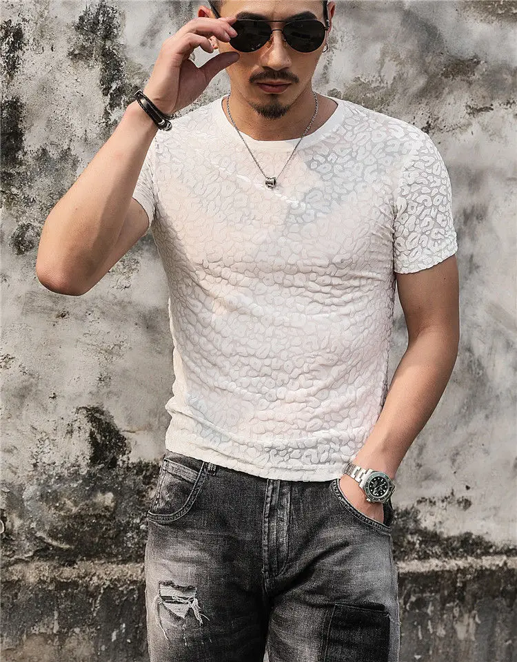 

Workout clothes men's t-shirt solid color retro 3d hollow velvet shirt men's short-sleeved mesh top 2021 fashion t-shirt