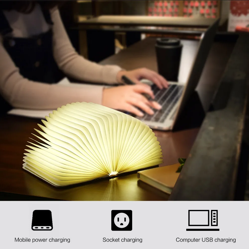 USB-зарядка 5 цветов 3D Креативный светодиодный ночник для книг магнитный складной