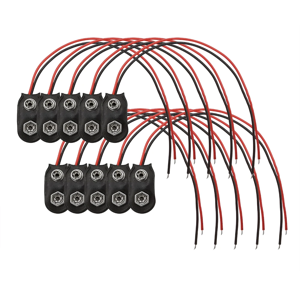 5/10/20 Pcs 9V Battery Button Clip Connector Buckle Soft Shell Cable Adapter PP3 Length 15cm | Обустройство дома