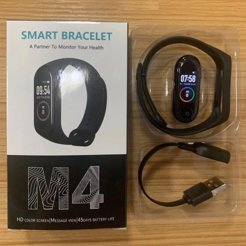 Новый смарт браслет M4 3 цвета AMOLED экран для Miband 4 Smartband фитнес Bluetooth Спорт