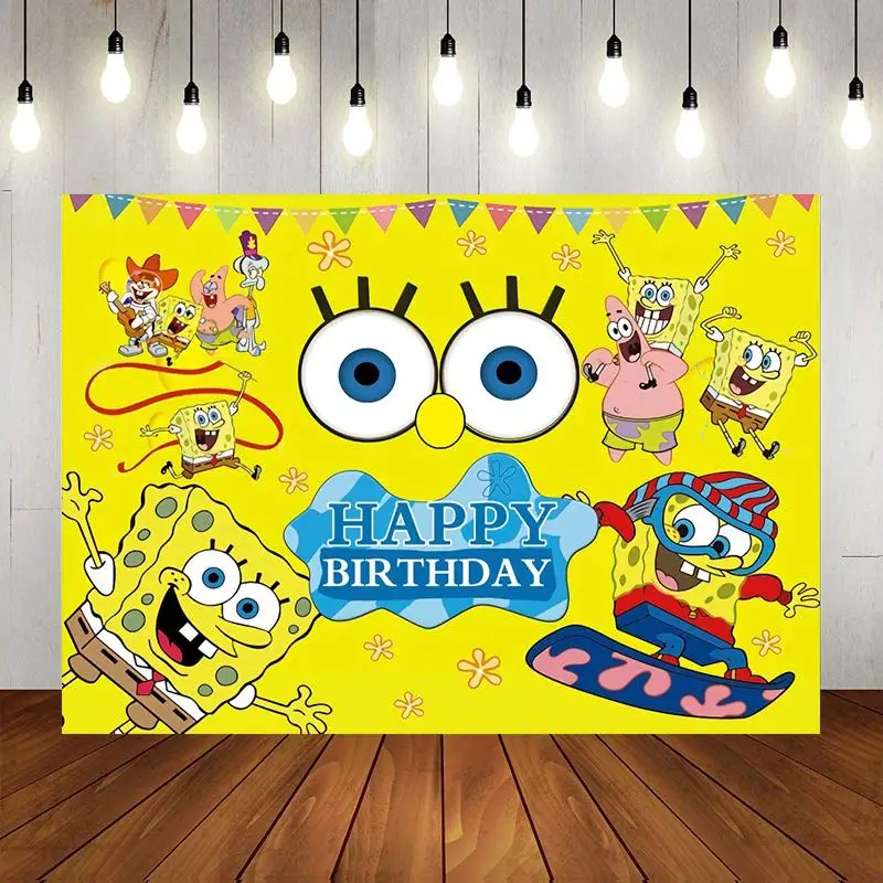 

Cute Starfish Baby Cartoon Backdrop Boy Birthday Party Decorated Sponge Yellow Background Photo Studio Photography Scene