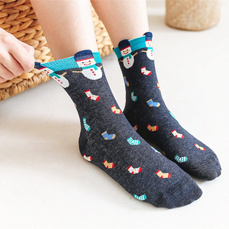 

New Cotton Christmas Socks Women&Men Autumn Winter New Year Gift Santa Claus Christmas Tree Snow Elk Happy Socks Colourful Socks