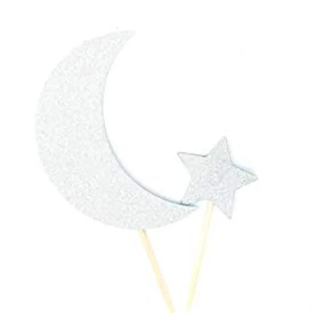 Bling блестящая Луна Звезда Дизайн торт Топпер вечерние украшения баннер для