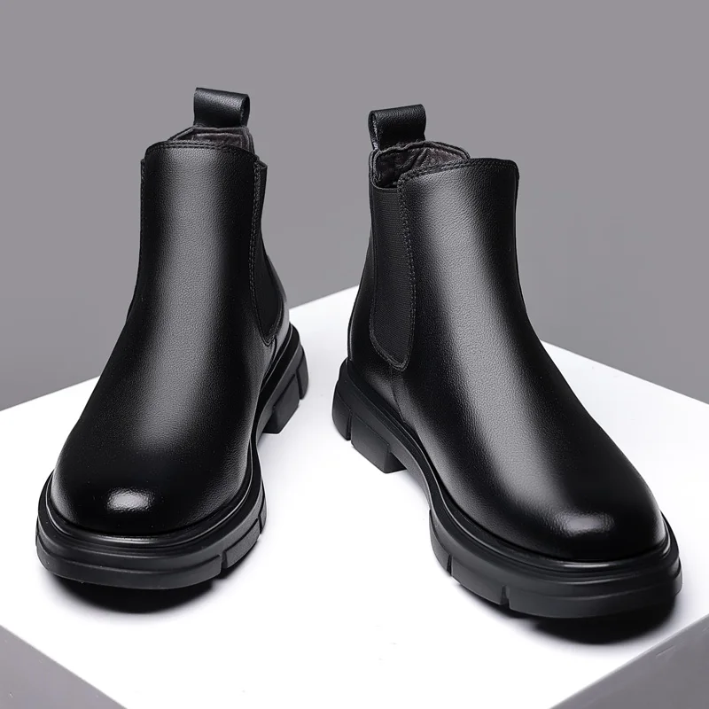 Harga Sepatu Bot Pria Musim Dingin Kualitas Tinggi Sepatu Bot Salju Barat Kulit Bulu Hangat Sepatu Bot Pergelangan Kaki Motor Punk Sepatu Kasual Musim Dingin Militer Pria