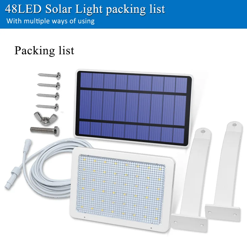 Солнечный светильник на открытом воздухе, возобновляемый настенный светильник, светильник, 48 светодиодов, водонепроницаемый, IP65, внутренни... от AliExpress RU&CIS NEW