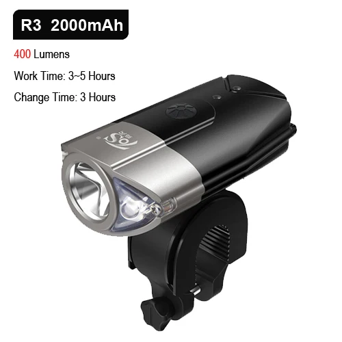 R3 2000 Silver Шлем для езды на мотоцикле свет L2/T6 велосипедная фара, светодиодная фара USB Перезаряжаемые лампа MTB фонарь для велосипеда аксессуары - Цвет: R3 2000 Silver