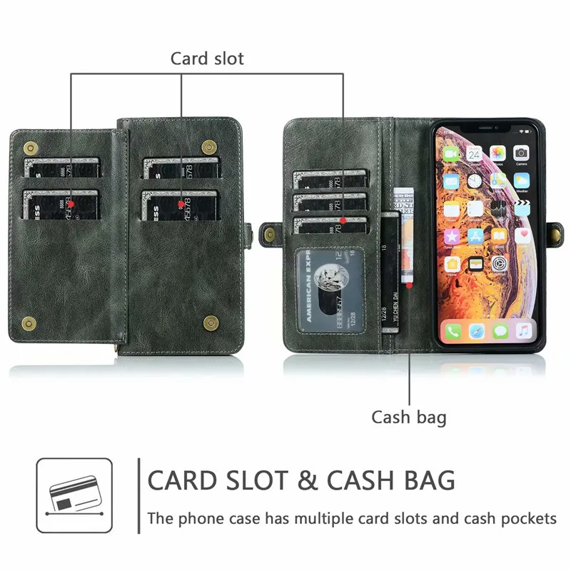 Магнитный съемный чехол бумажник 2 в 1 для iPhone 11 Pro Max магнитный книжка из