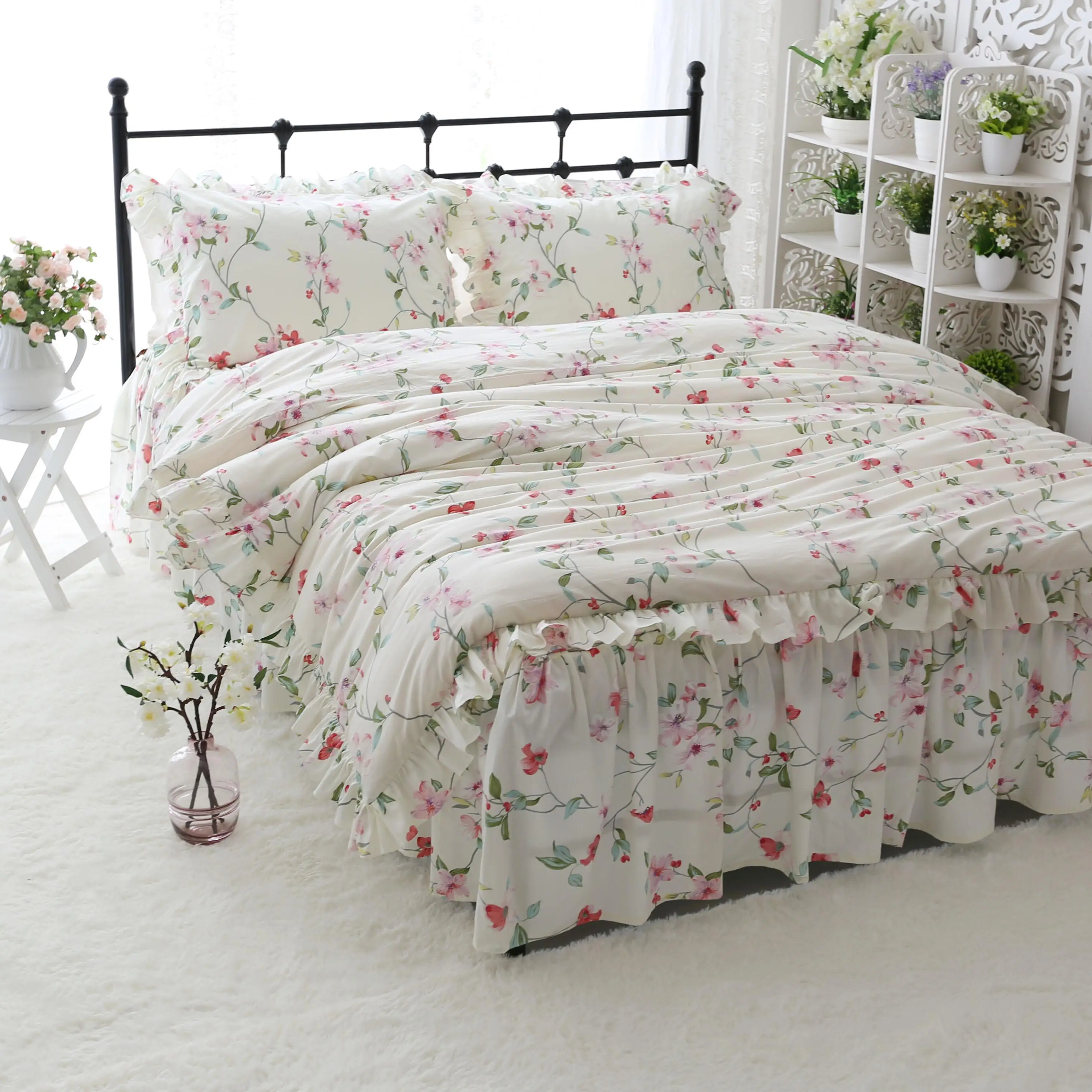 Свежий цветочный сад пододеяльник Queen Twin король Полный 4 шт. Постельное белье