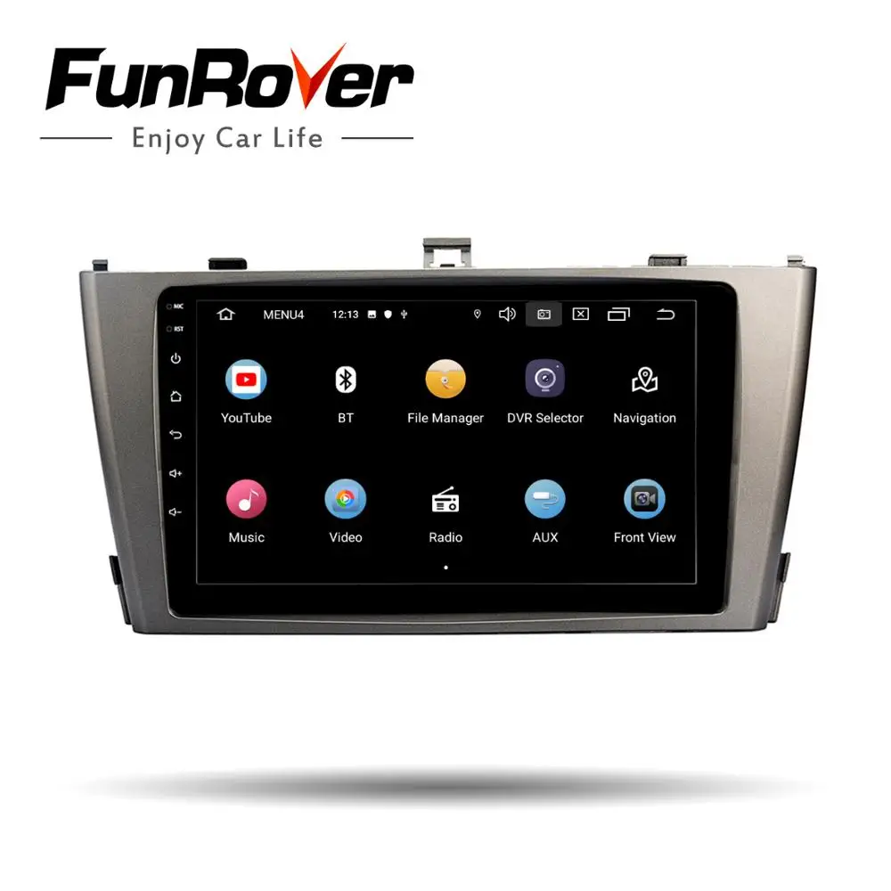 Funrover Android 9,0 4G Автомобильный Радио Мультимедиа Видео плеер навигация gps WiFi 2 din для Toyota Avensis 2009-2013 без dvd