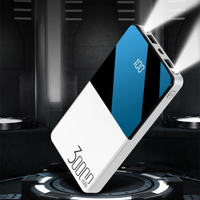 Высокая мощность Power Bank 30000 мАч портативный внешний аккумулятор с фонариком для