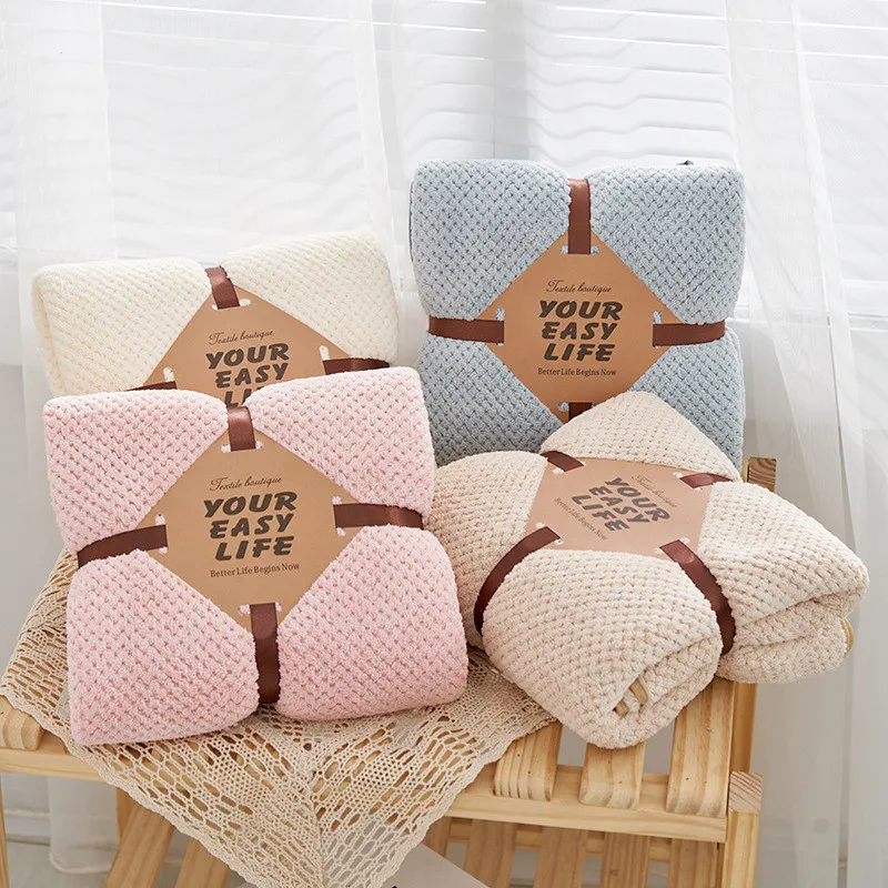 

Coral Velvet Pineapple Check Bath Towel Set Solid Color Soft Friendly Face Hand Shower Spa Towel For Bathroom Washcloth Suit