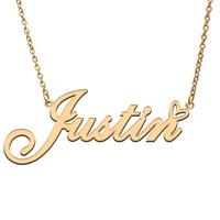 justin name tag necklace personalized pendant jewelry gifts for mom daughter girl friend birthday christmas party present