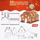 18 шт Нержавеющаясталь 3D трафареты для нарезки печенья прессформы для приготовления пряничного домика рождественские украшения для дома инструменты 