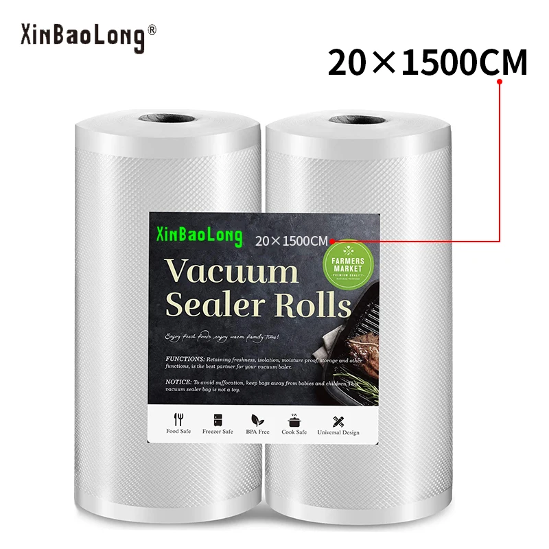 

Пищевые вакуумные пакеты XinBaoLong для упаковочной машины, пакеты для хранения под вакуумом 12/15/20/25/30 см * 1500 см/рулоны/2 шт.