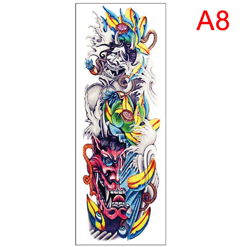 

Waterproof Cool Men Women Tattoos Stickers Body Art Paints Full Arm Temporary Tattoo Sleeves Dragon Skull Designs