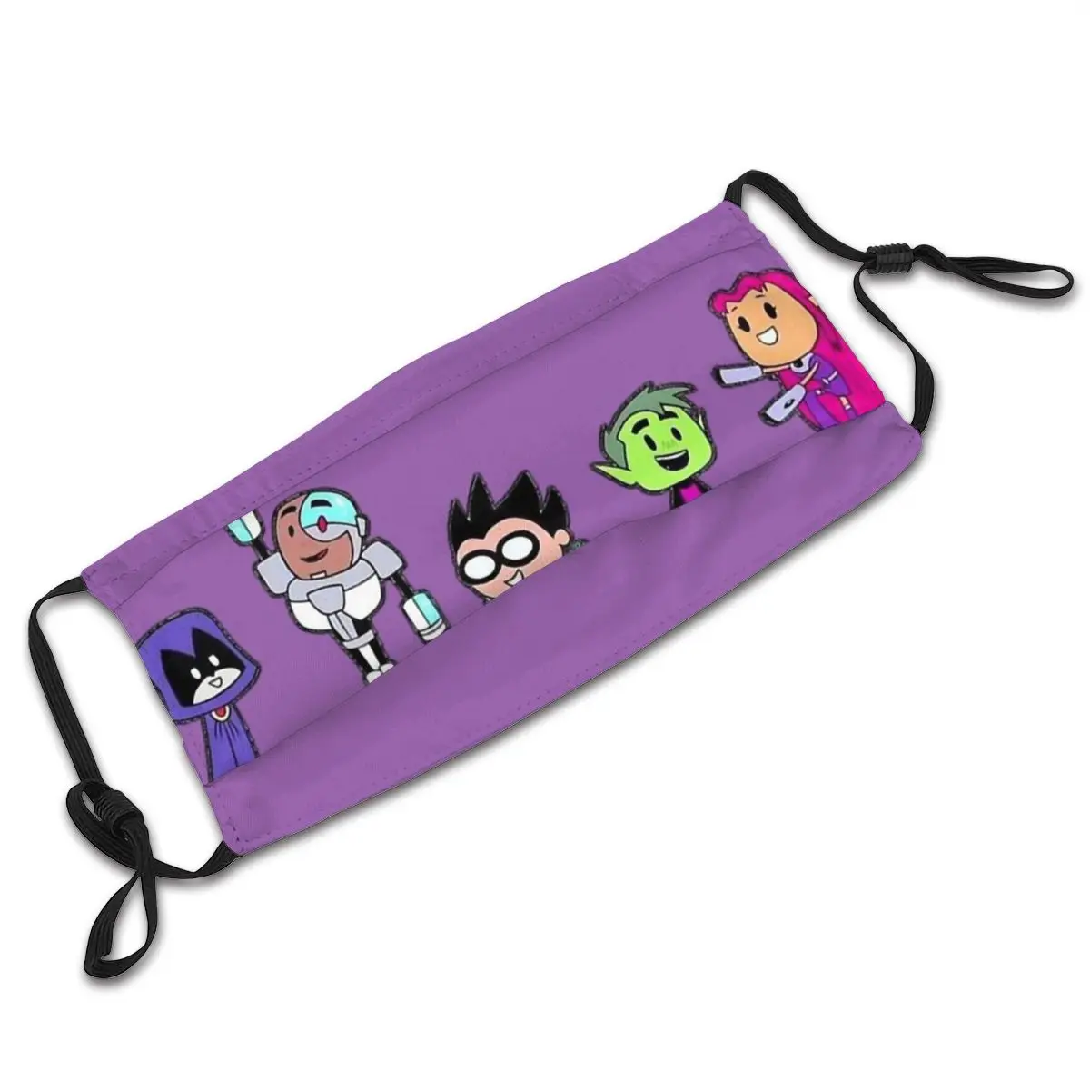 

Funny Titans Go Winter Face Mask Teen Titans GO Animated Television Series Mascarilla Reutilizable With Filters