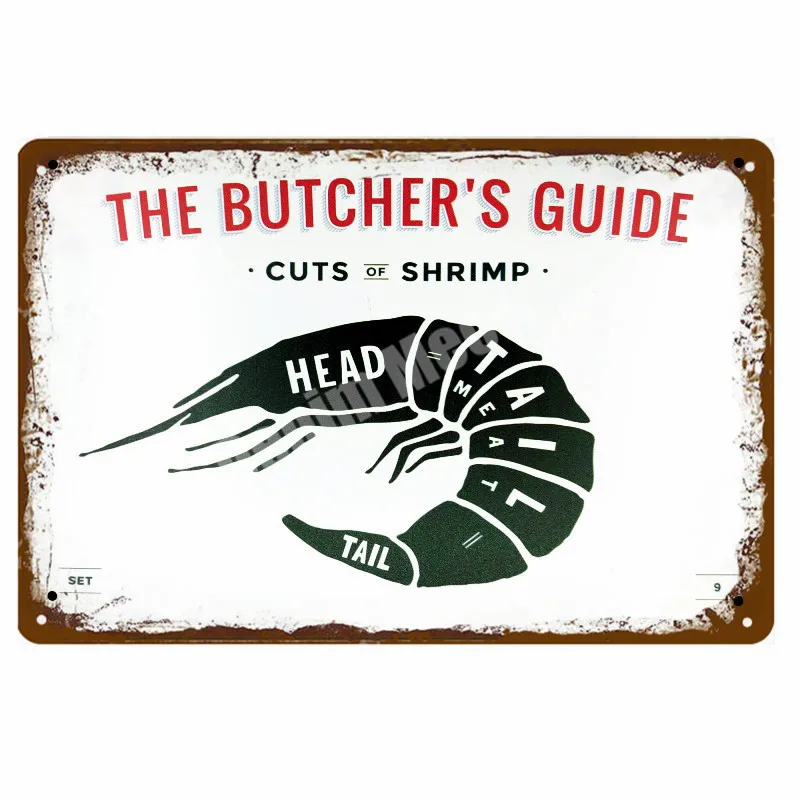 V Руководство BUTCHER'S винтажные металлические вывески срезанная говядина корова курица свинина утка плакат кухня декоративные тарелки табличка наклейки на стену N286 - Цвет: V