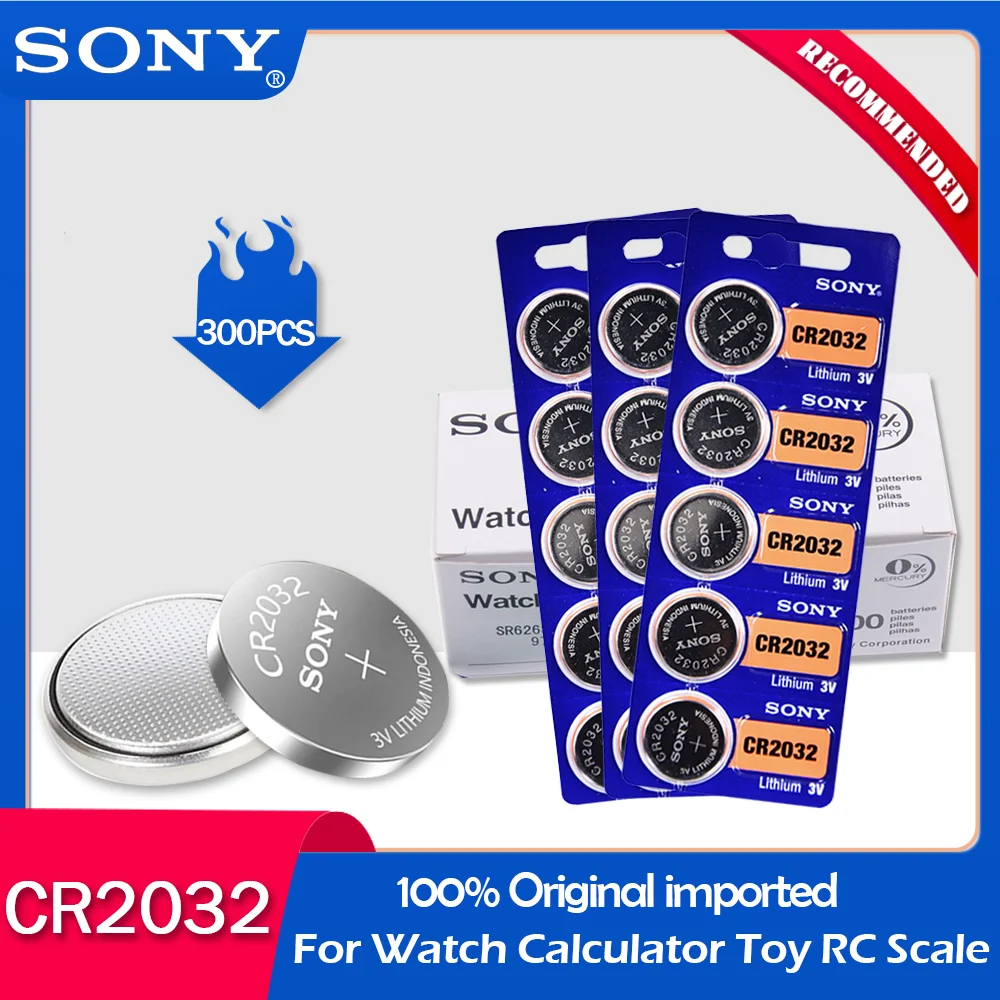 300 шт./лот sony CR2032 100% оригинальная 3 В литиевая батарея для часов пульт